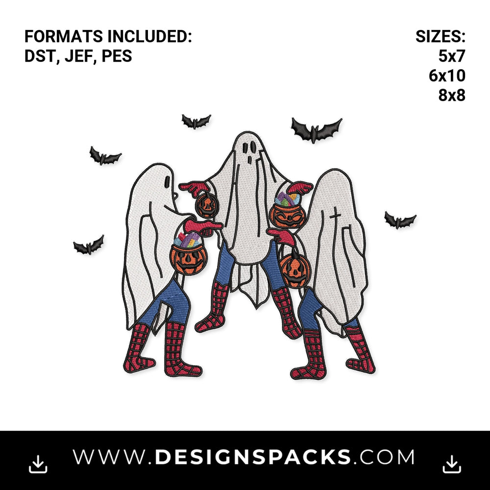 Halloween Ghost Spiderman Pointing Meme Embroidery Design - Instant digital download pattern at Designspacks.com