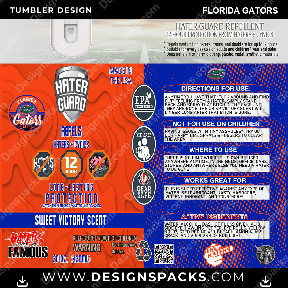 College Sport Hater Guard Florida Gators NCAA College Sport Tumbler Digital Wrap Design Download