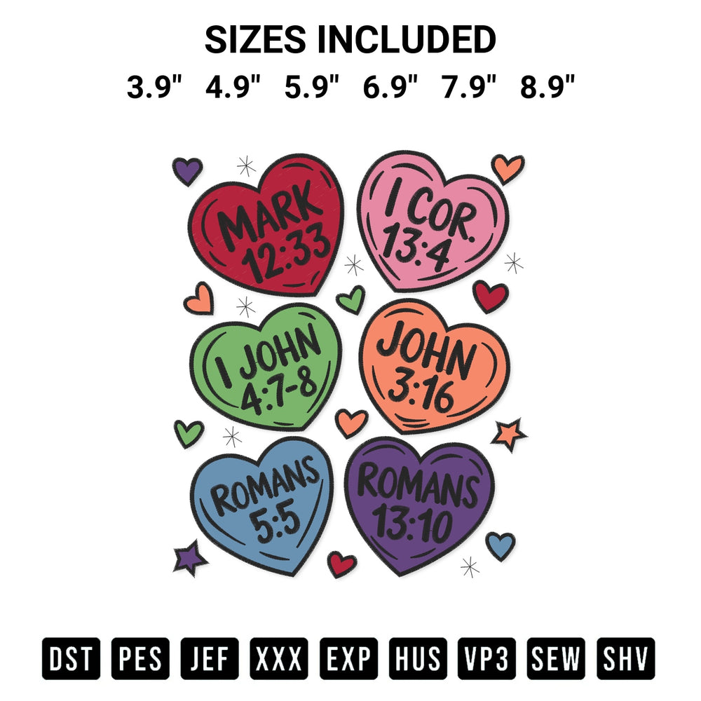 Create amazing crafts with the Christian Love Quotes Valentines Embroidery Design embroidery file. High-quality digital download from Designspacks.com, perfect for beginners and pros. Available sizes: 3.9", 4.9", 5.9", 6.9", 7.9", 8.9".