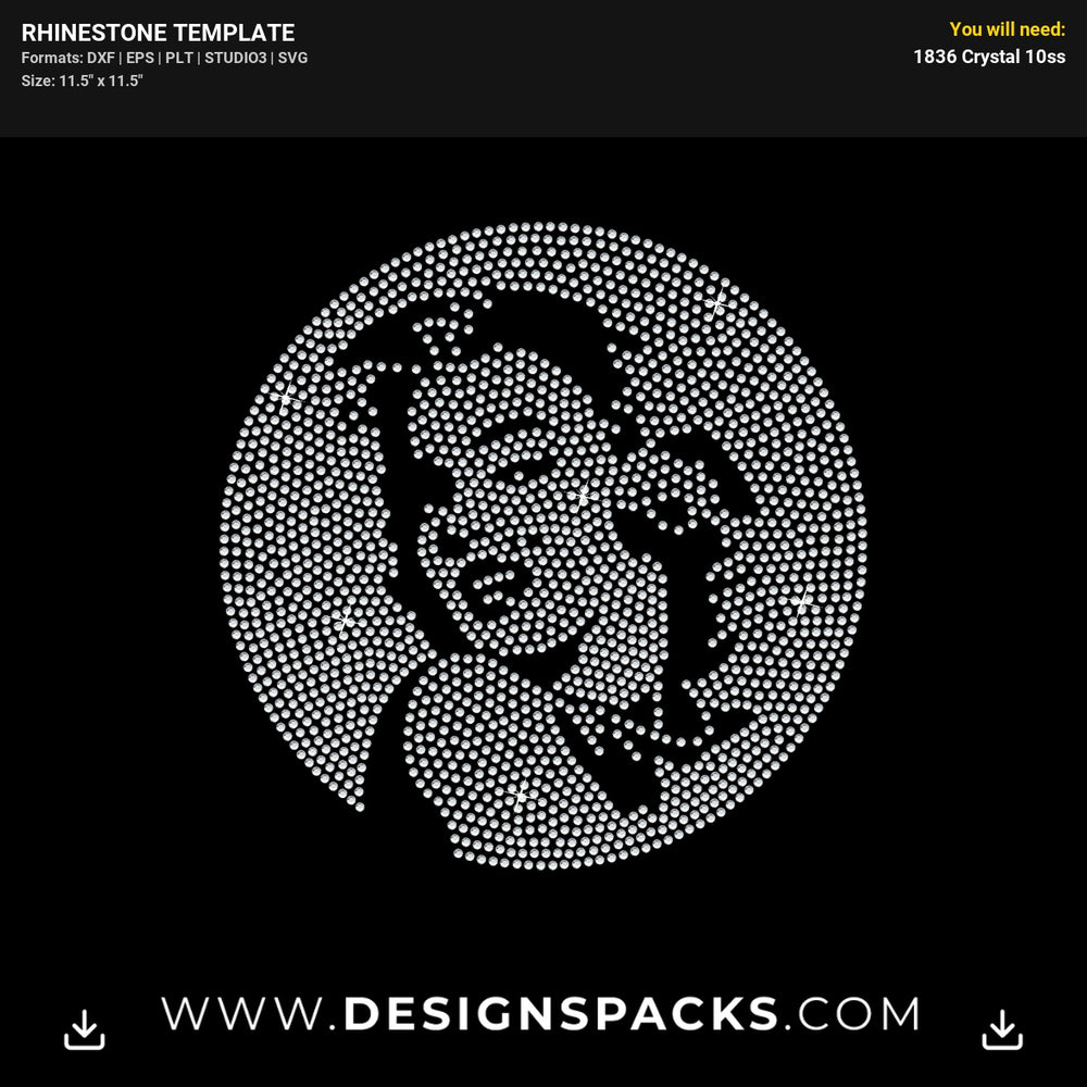 Marilyn Monroe Circle Frame Rhinestone Digital Template
