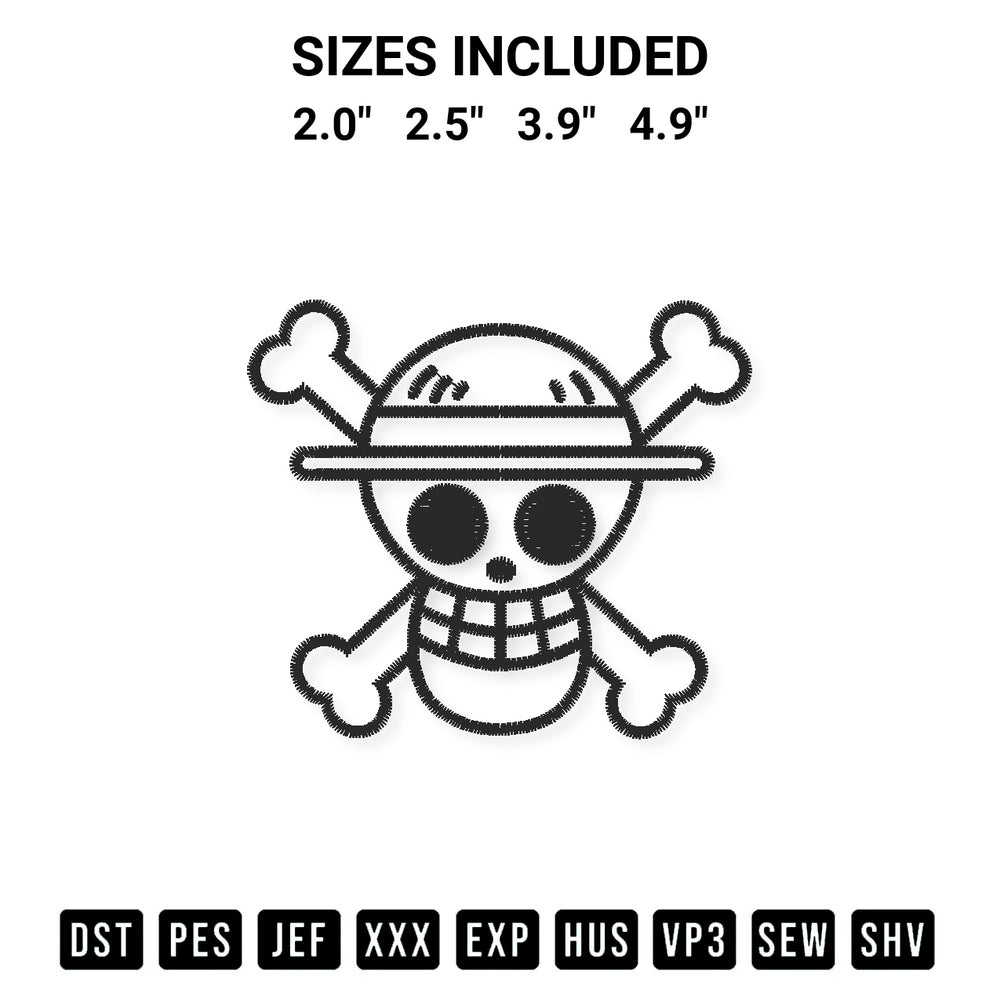 Stitch like a pro with the One Piece Luffy Logo Black Embroidery Design embroidery pattern from Designspacks.com. High-quality digital machine embroidery file. Available sizes: 2.0", 2.5", 3.9", 4.9".