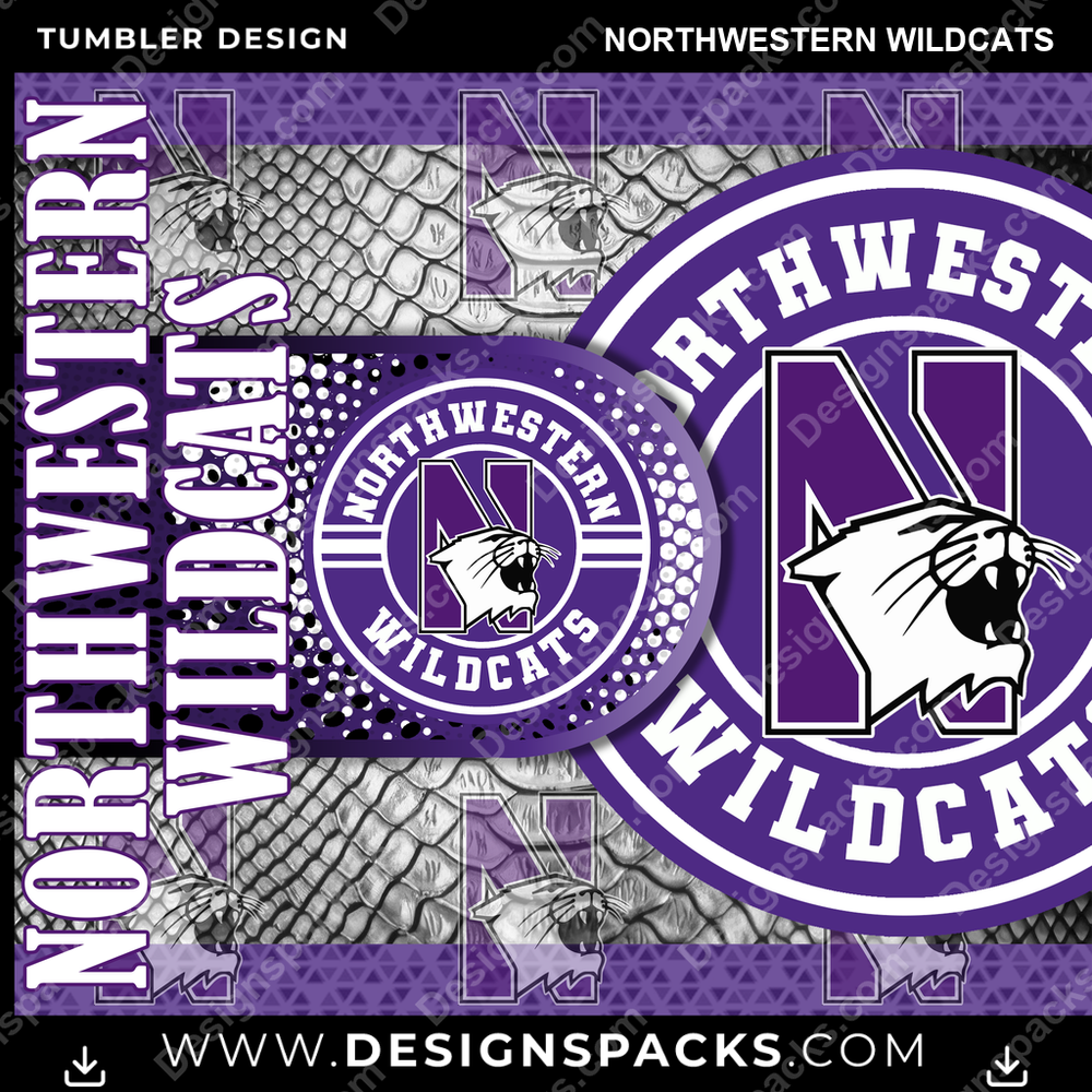 College Sport Hyper Northwestern Wildcats NCAA College Sport Tumbler Digital Wrap Design Download