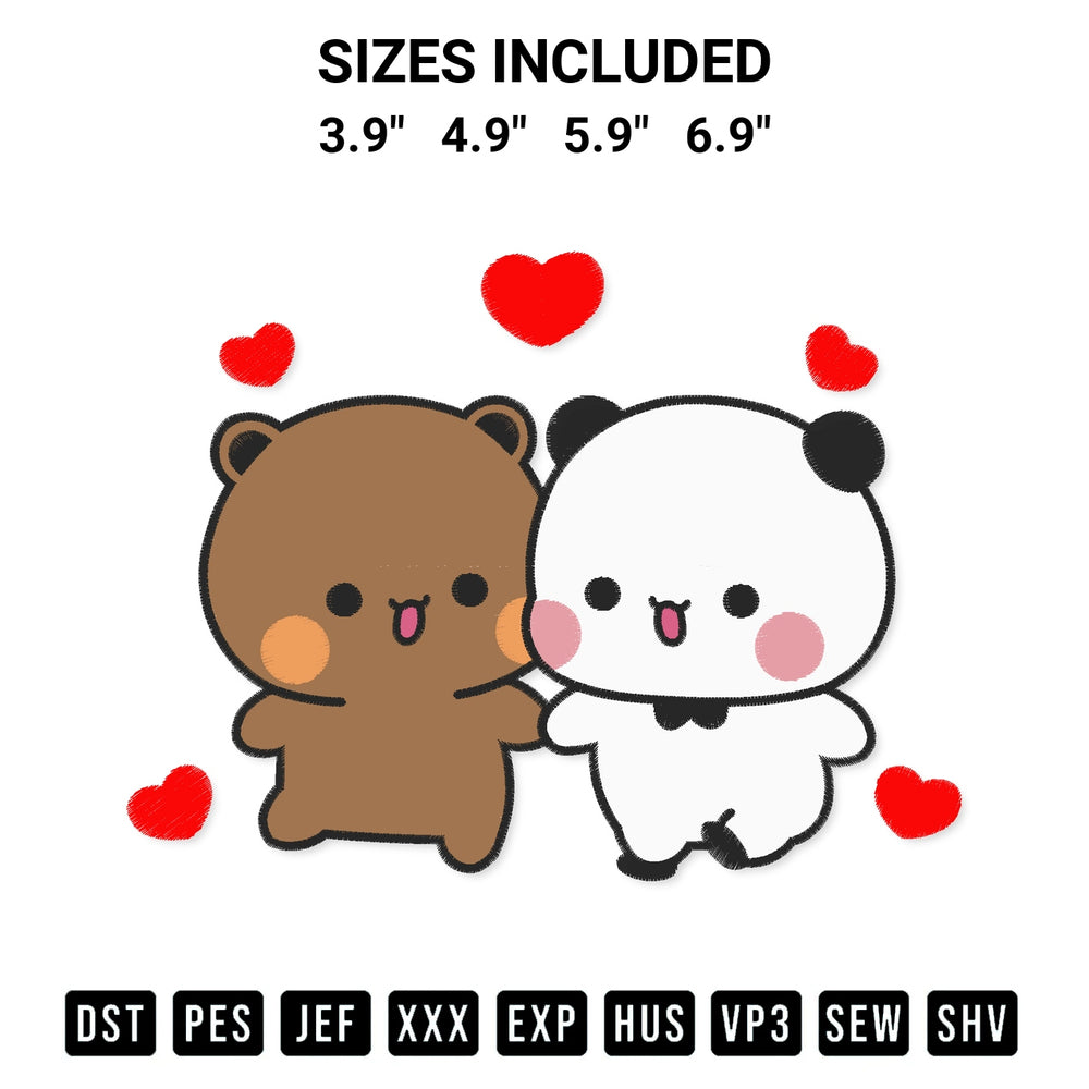 Download the Panda Bear Bubu And Dudu Embroidery Design machine embroidery design exclusively at Designspacks.com. Premium digitized pattern for apparel and DIY crafts. Available sizes: 3.9", 4.9", 5.9", 6.9".