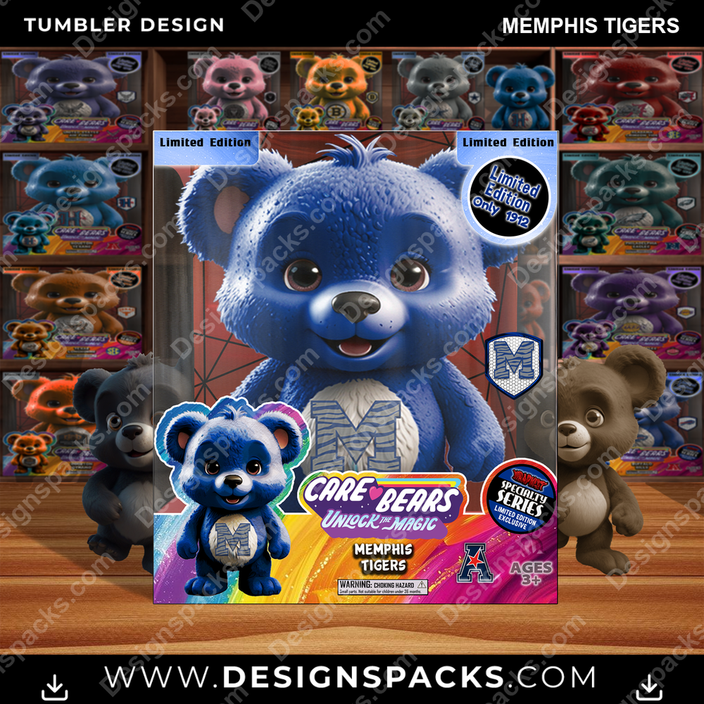 College Sport Care Bear Box Memphis Tigers NCAA College Sport Tumbler Digital Wrap Design Download