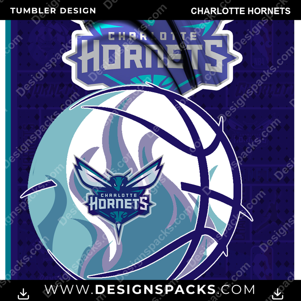 Basketball Posters Charlotte Hornets Tumbler Digital Wrap Design