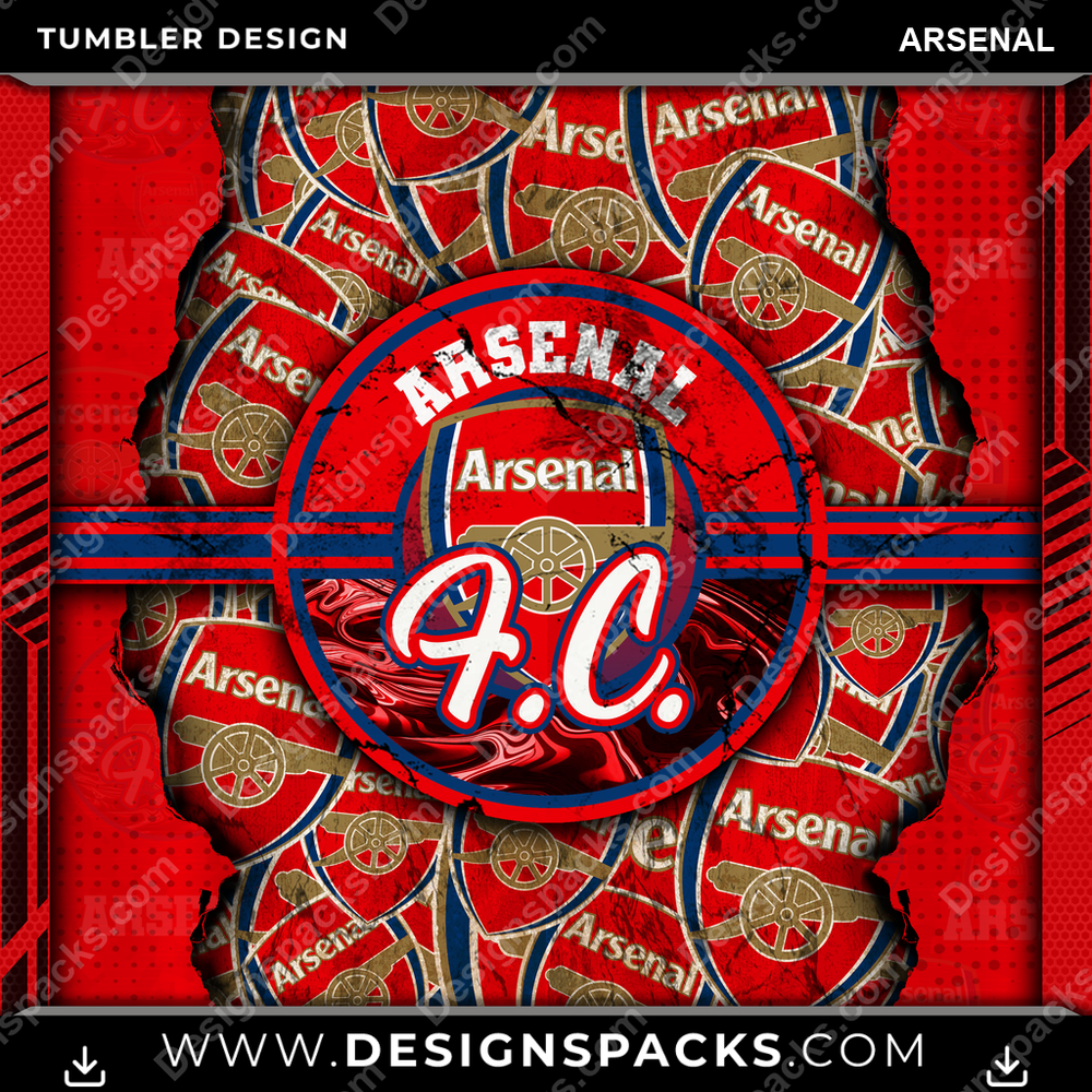 Soccer UK Ripped Arsenal Tumbler Digital Wrap Design