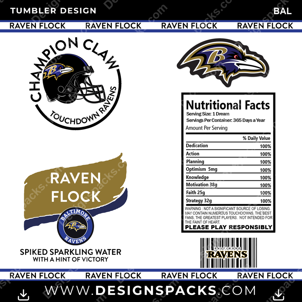Football White Claw BAL Tumbler Digital Wrap Design