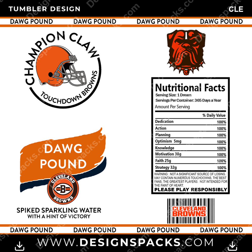Football White Claw CLE Tumbler Digital Wrap Design