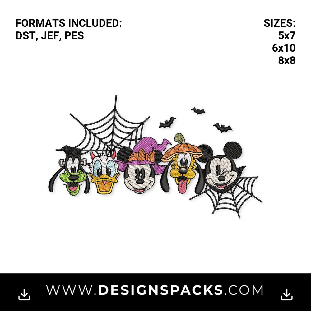 Mickey & Friends Halloween Costumes Embroidery Design - Instant digital download pattern at Designspacks.com
