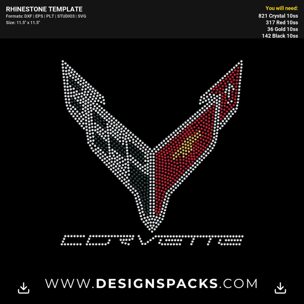 Corvette New Logo Rhinestone Digital Template