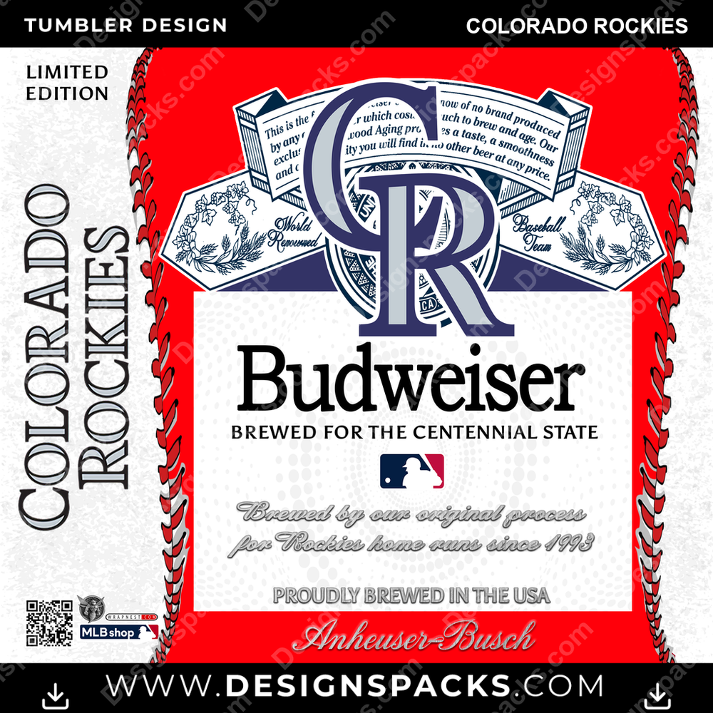 Baseball Bud Colorado Rockies Tumbler Digital Wrap Design