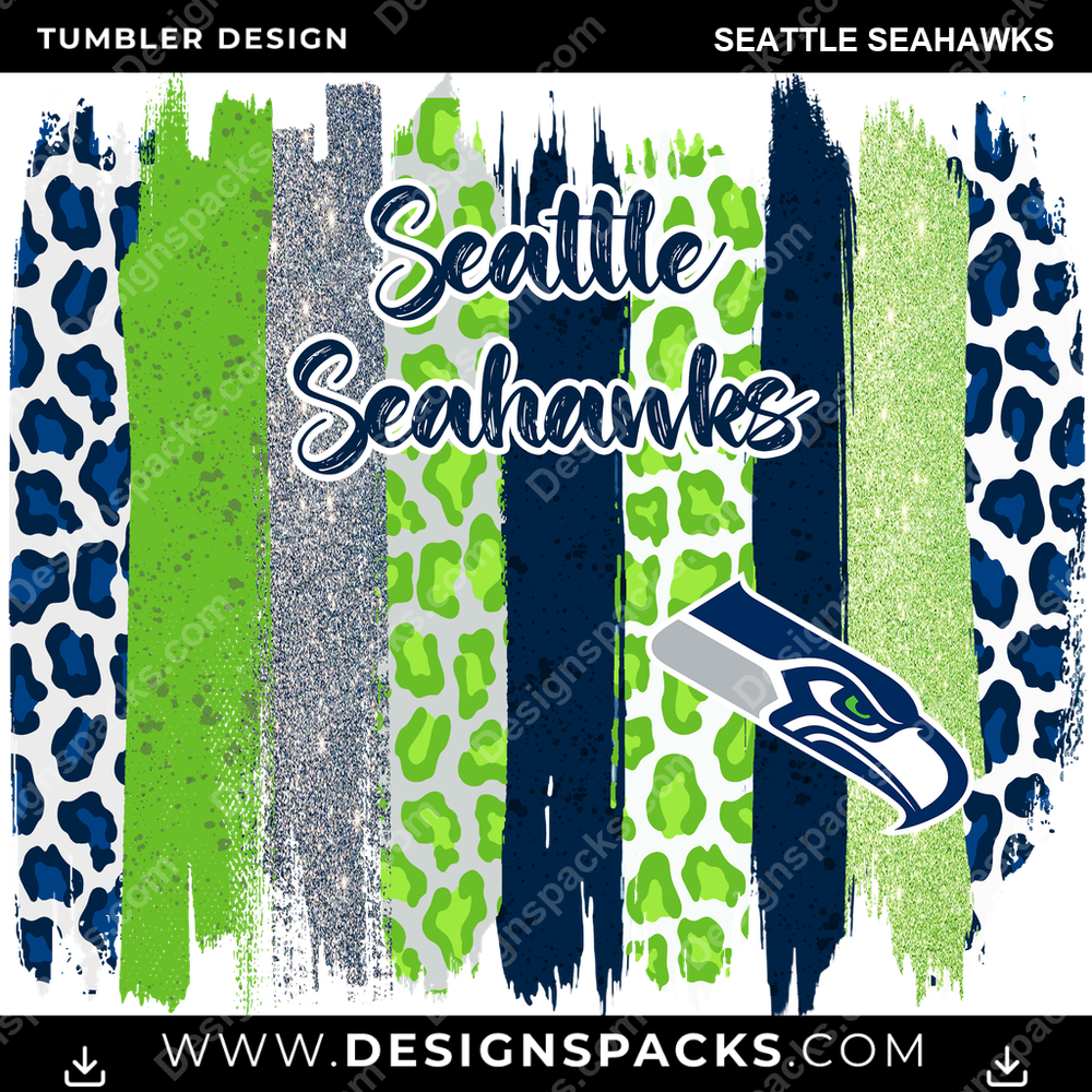 Football Brush Strokes Seattle Seahawks NFL Football Tumbler Digital Wrap Design Download