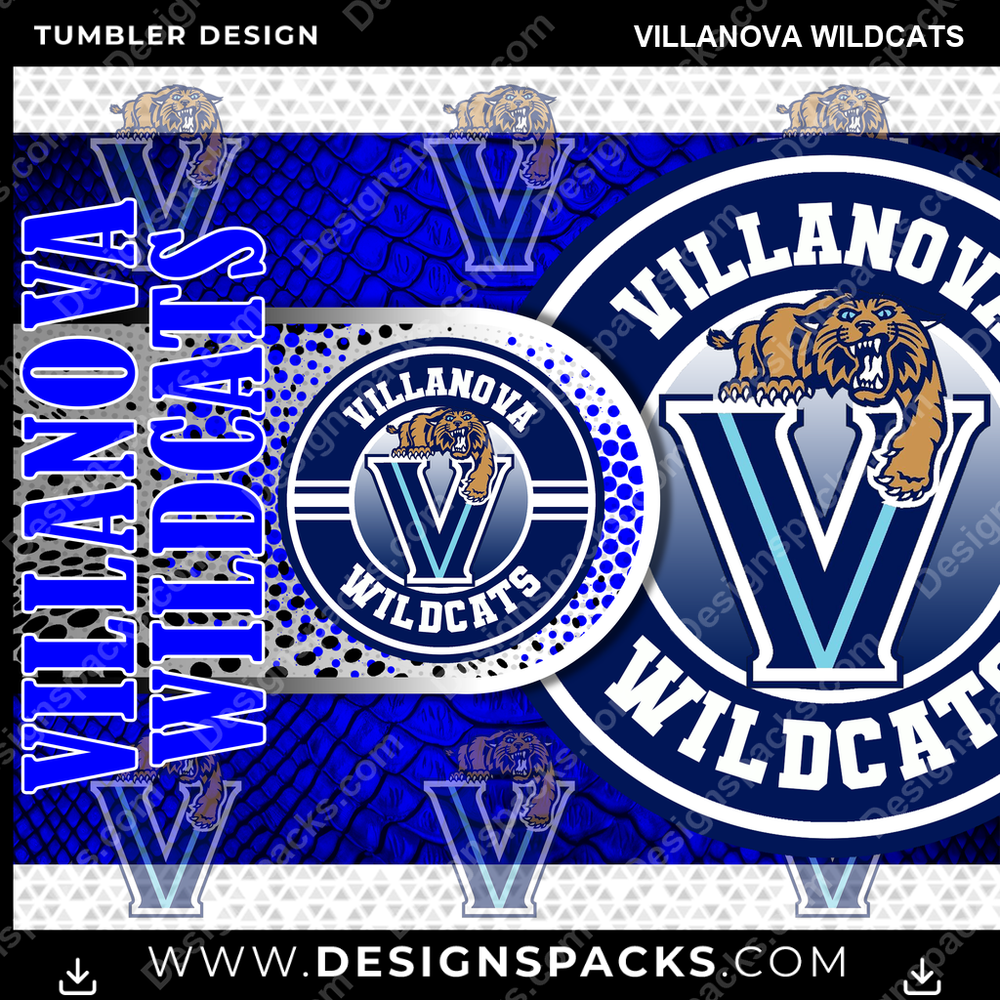 College Sport Hyper Villanova Wildcats Tumbler Digital Wrap Design