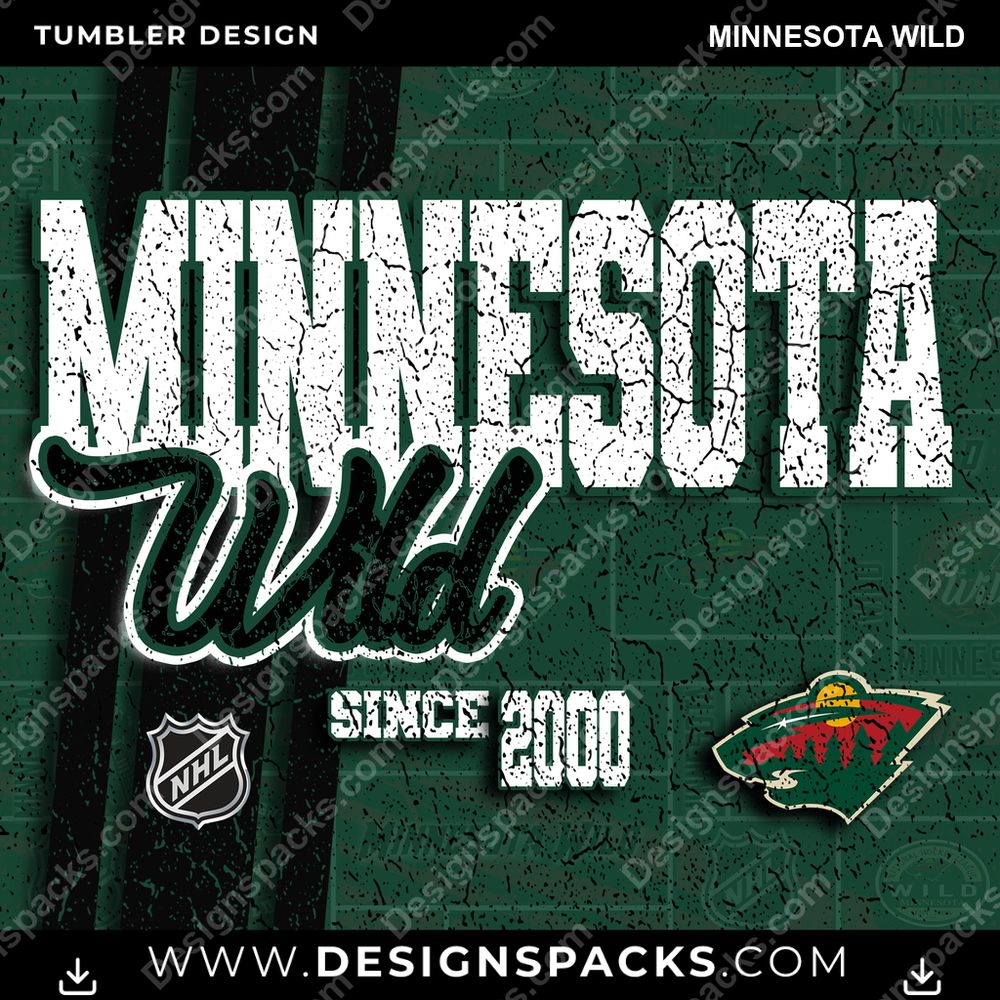 Hockey Grunge Minnesota Wild Tumbler Digital Wrap Design