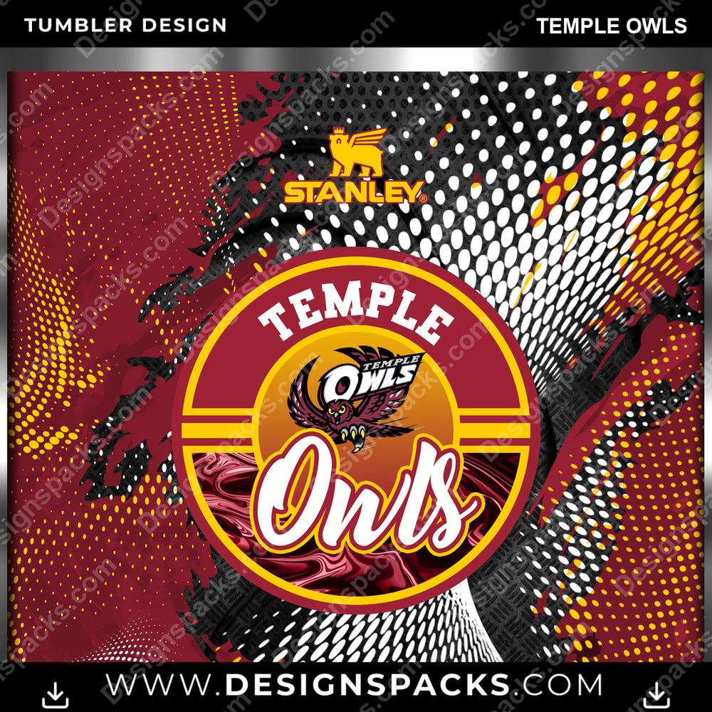 College Sport Stanley Temple Owls Tumbler Digital Wrap Design