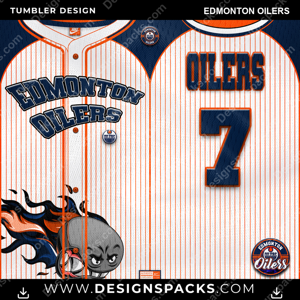 Ice Hockey Team Button-Up Jersey Edmonton Oilers Tumbler Digital Wrap Design