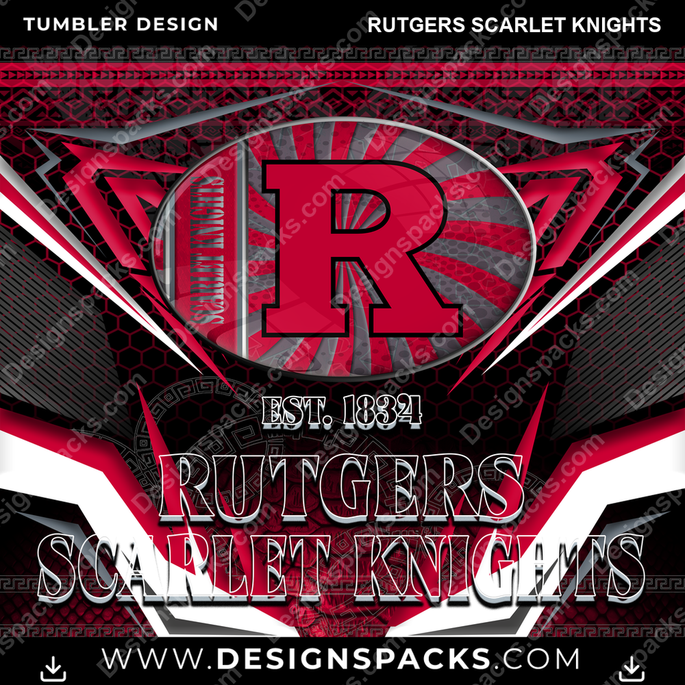 College Sport Tribal Rutgers Scarlet Knights Tumbler Digital Wrap Design
