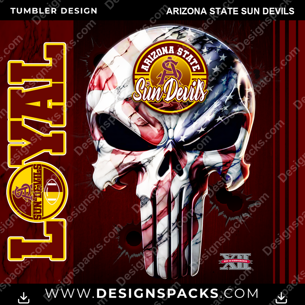 College Sport Loyal Arizona State Sun Devils Tumbler Digital Wrap Design