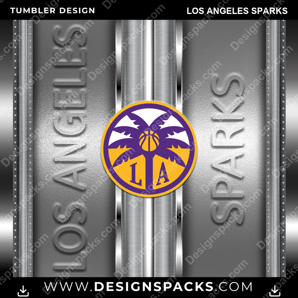Basketball Metallic Los Angeles Sparks Tumbler Digital Wrap Design