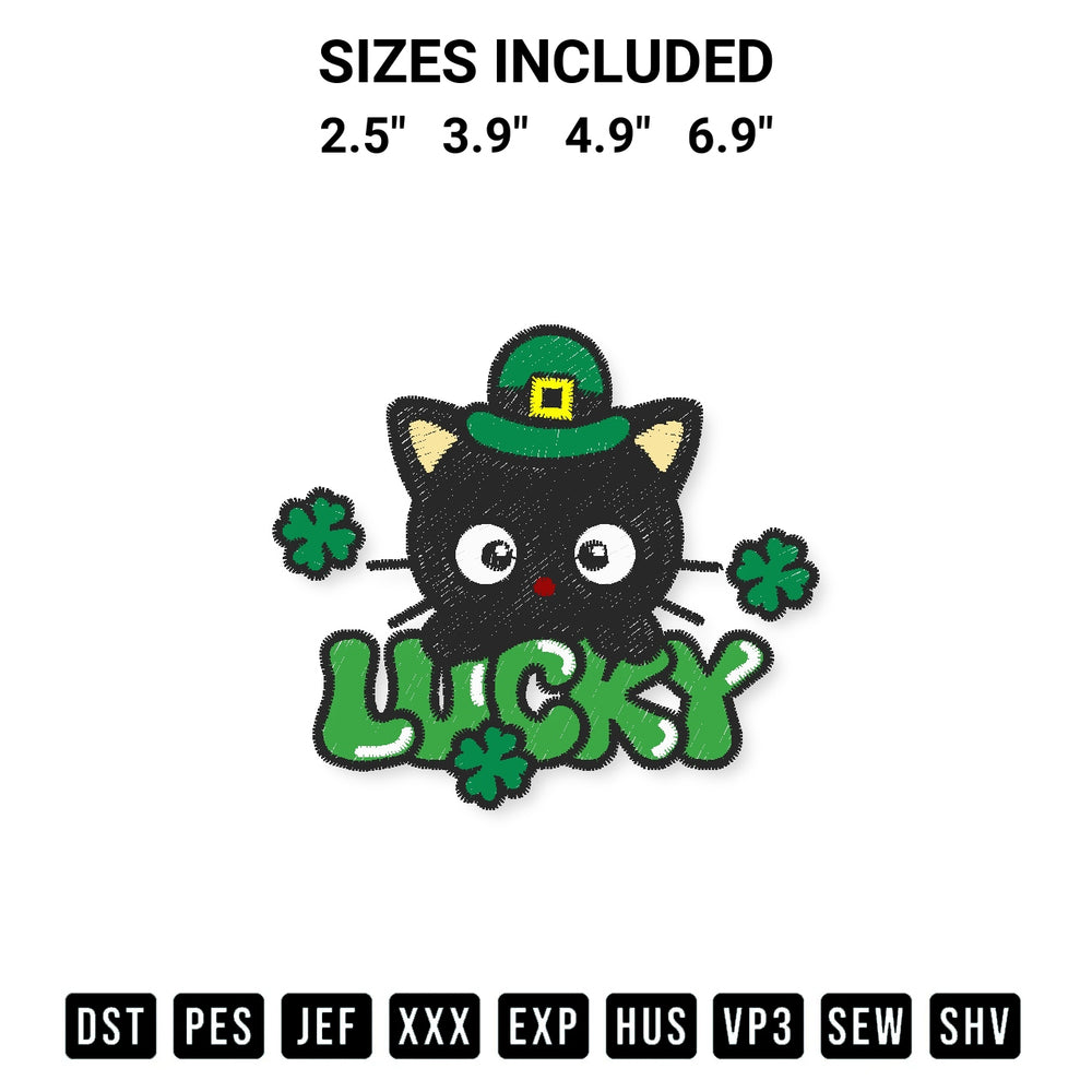 Looking for the perfect pattern? Download the Lucky Chococat St Patricks Day Embroidery Design embroidery design today at Designspacks.com. Crisp, clean stitching guaranteed. Available sizes: 2.5", 3.9", 4.9", 6.9".