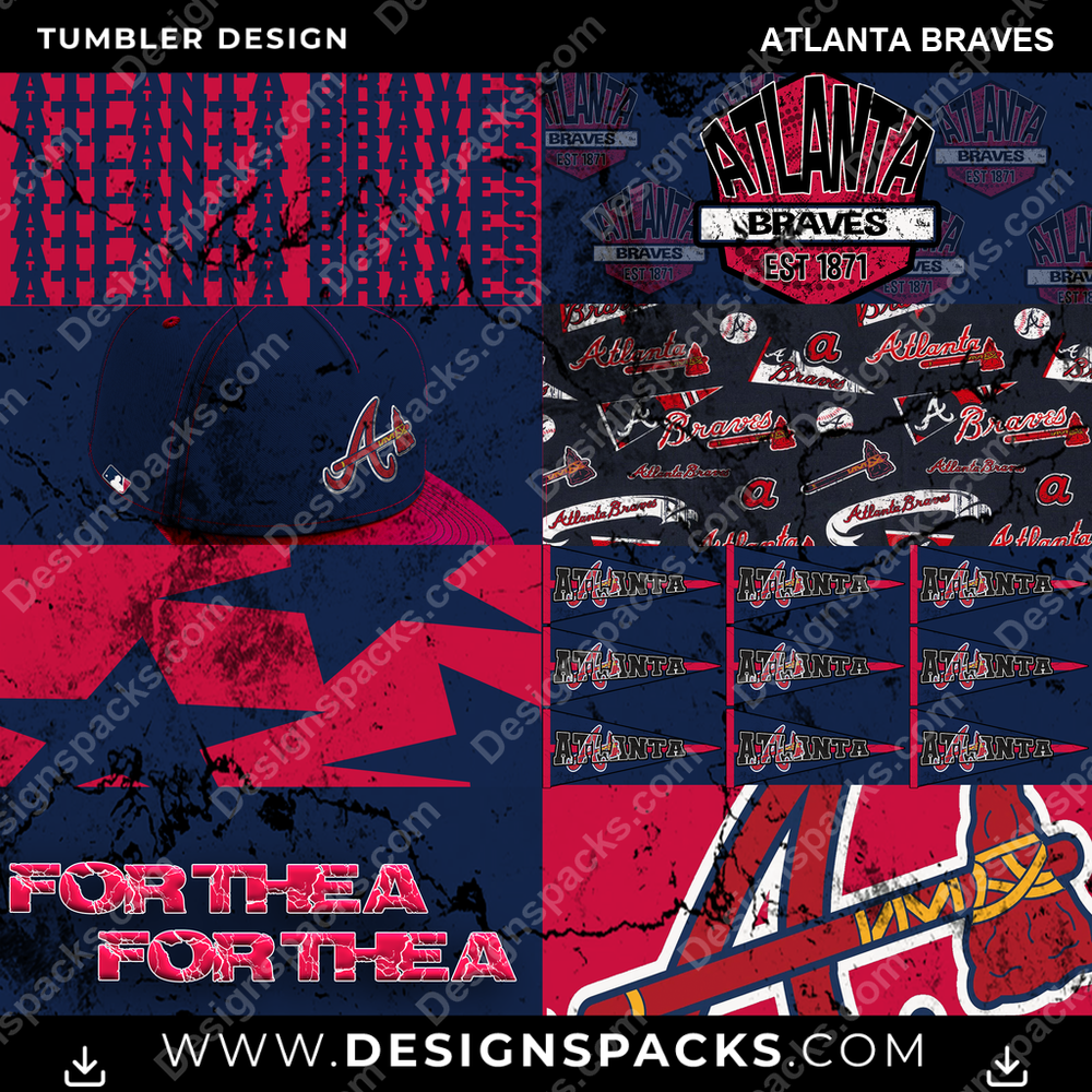 Baseball Distressed BG Atlanta Braves Tumbler Digital Wrap Design