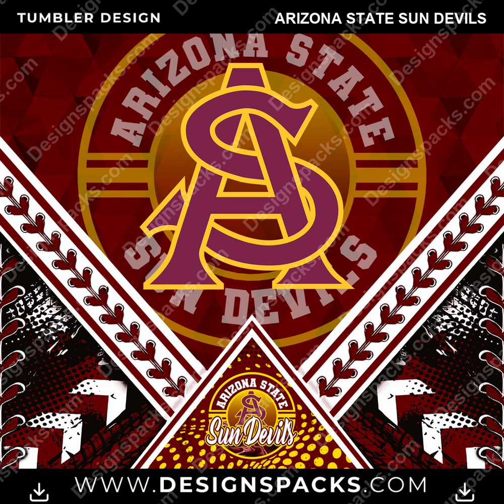 College Sport Diamond Arizona State Sun Devils Tumbler Digital Wrap Design