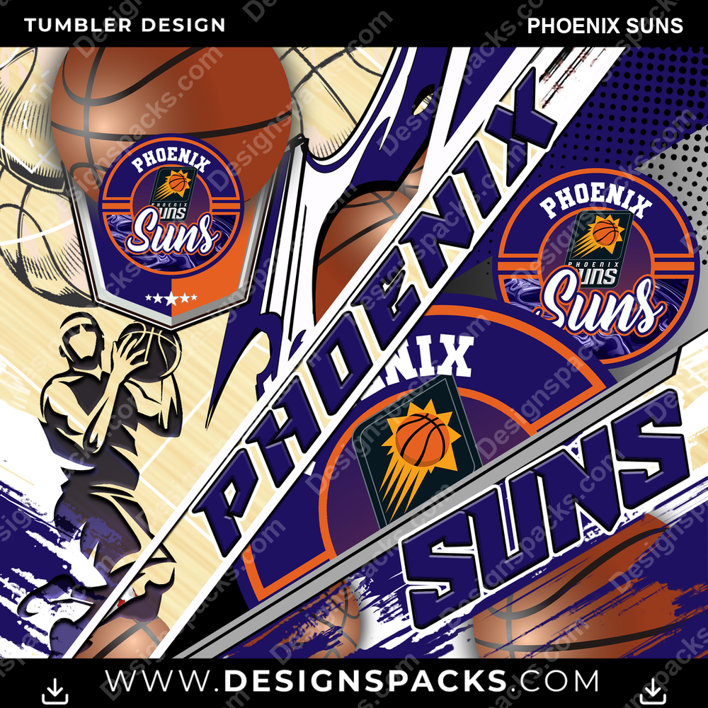 Basketball Silhouette Phoenix Suns Tumbler Digital Wrap Design