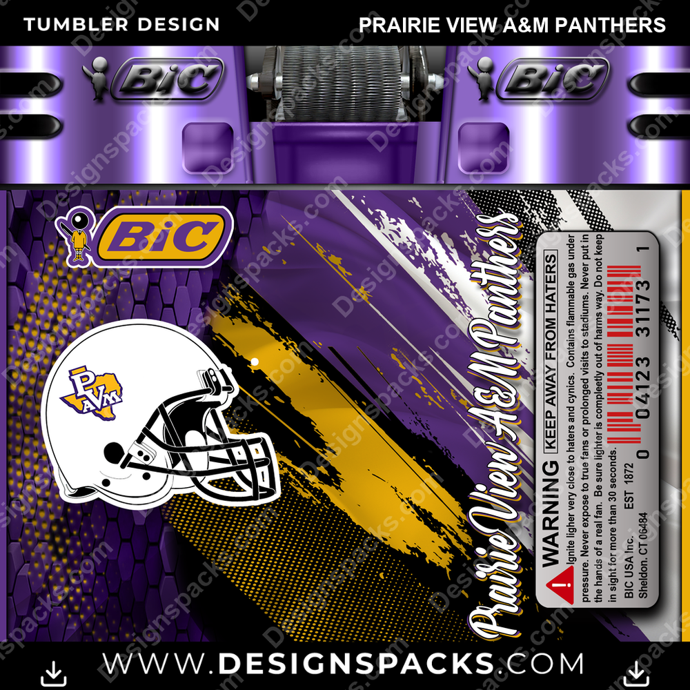 College Sport BIC Lighter Prairie View A&M Panthers Tumbler Digital Wrap Design
