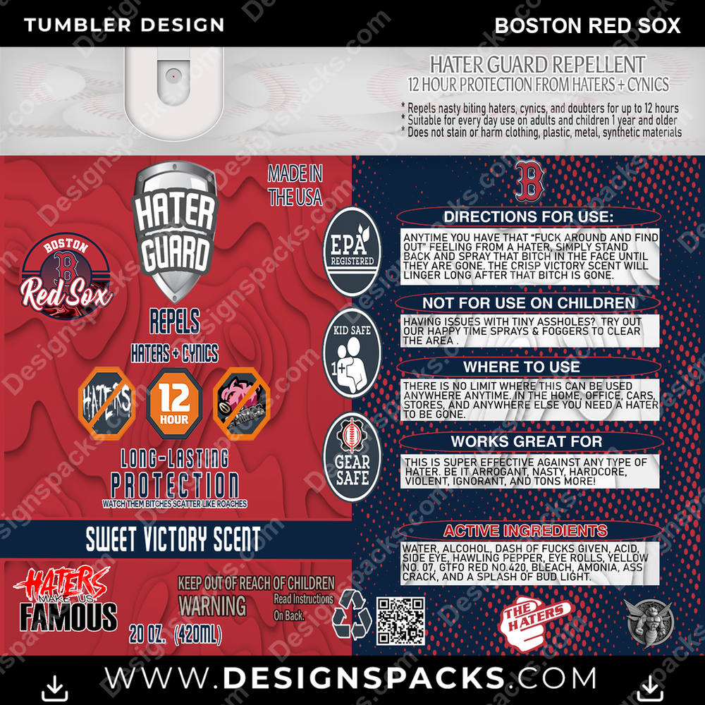 Baseball Hater Guard Boston Red Sox Tumbler Digital Wrap Design