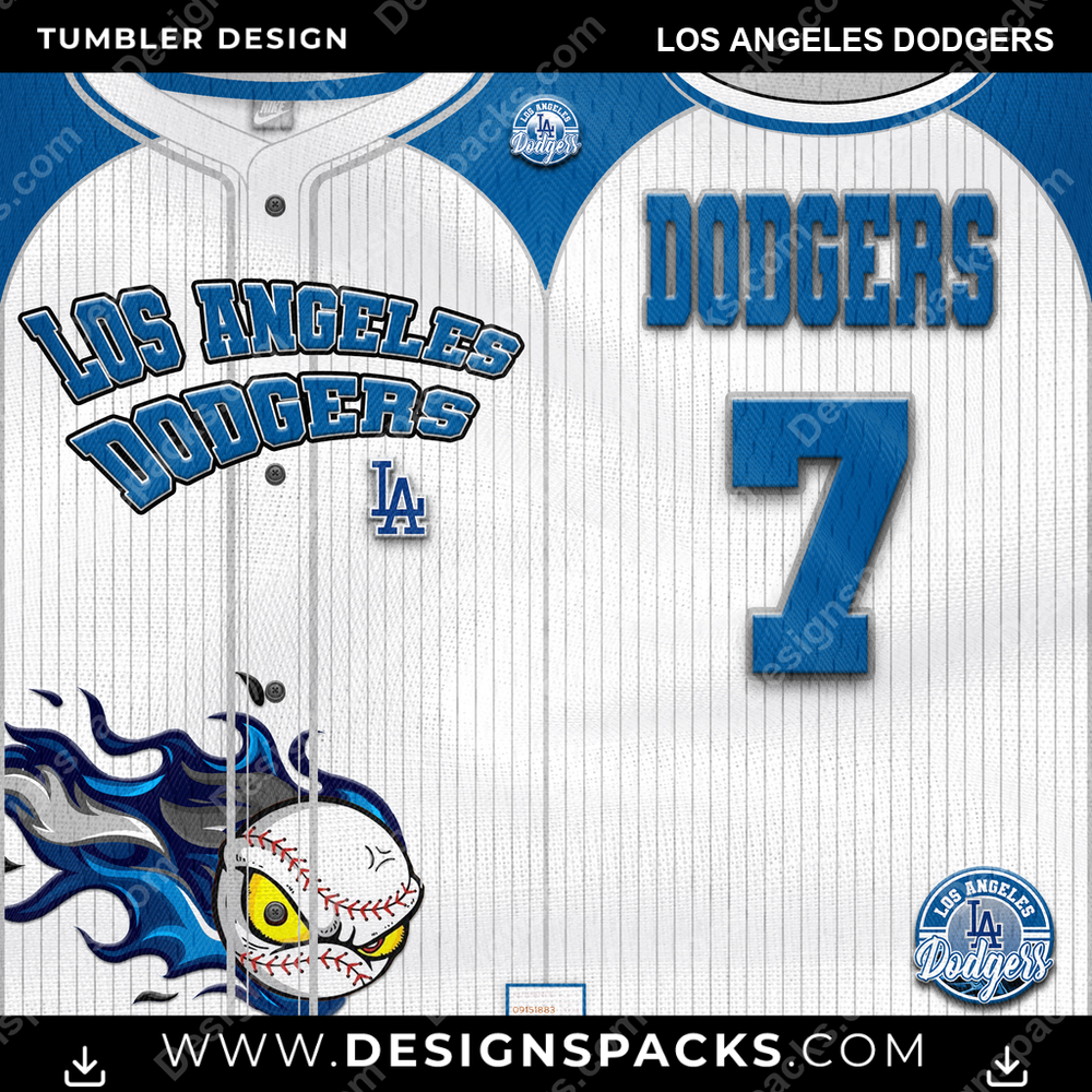 Baseball Team Button-Up Jersey Los Angeles Dodgers Tumbler Digital Wrap Design