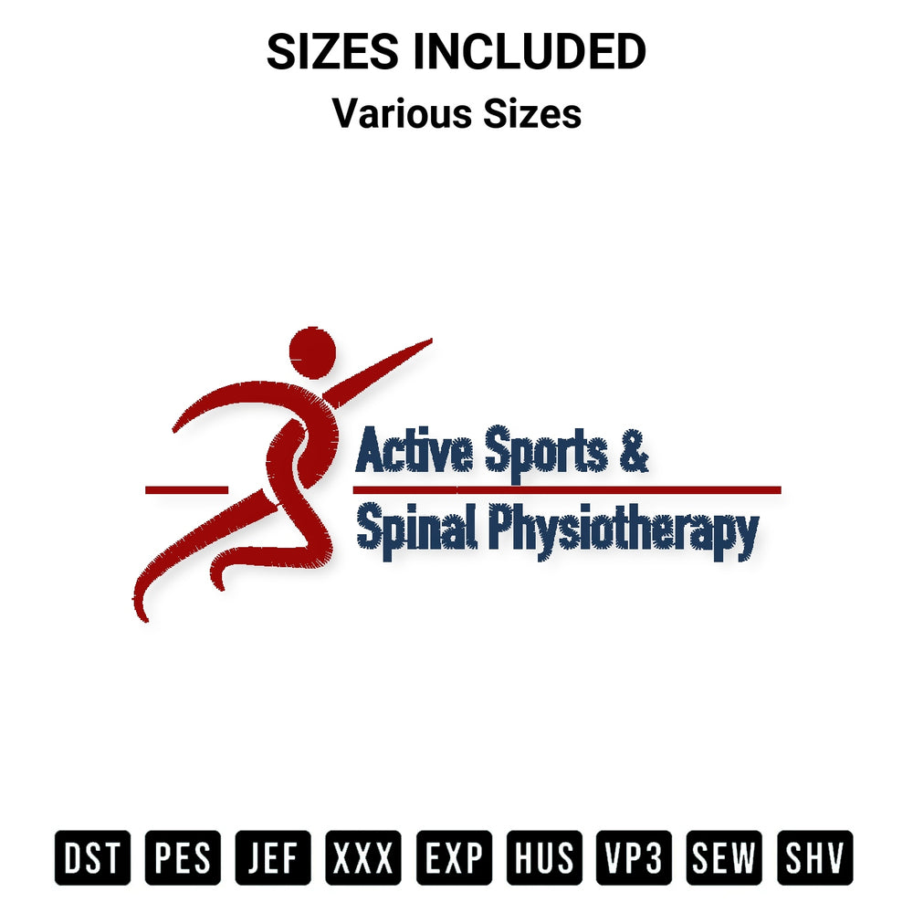 Add a unique touch to your apparel with the Active Sports And Spinal Physiotherapy Embroidery Design embroidery file. Premium instant download available now on Designspacks.com. Available sizes: Various Sizes.