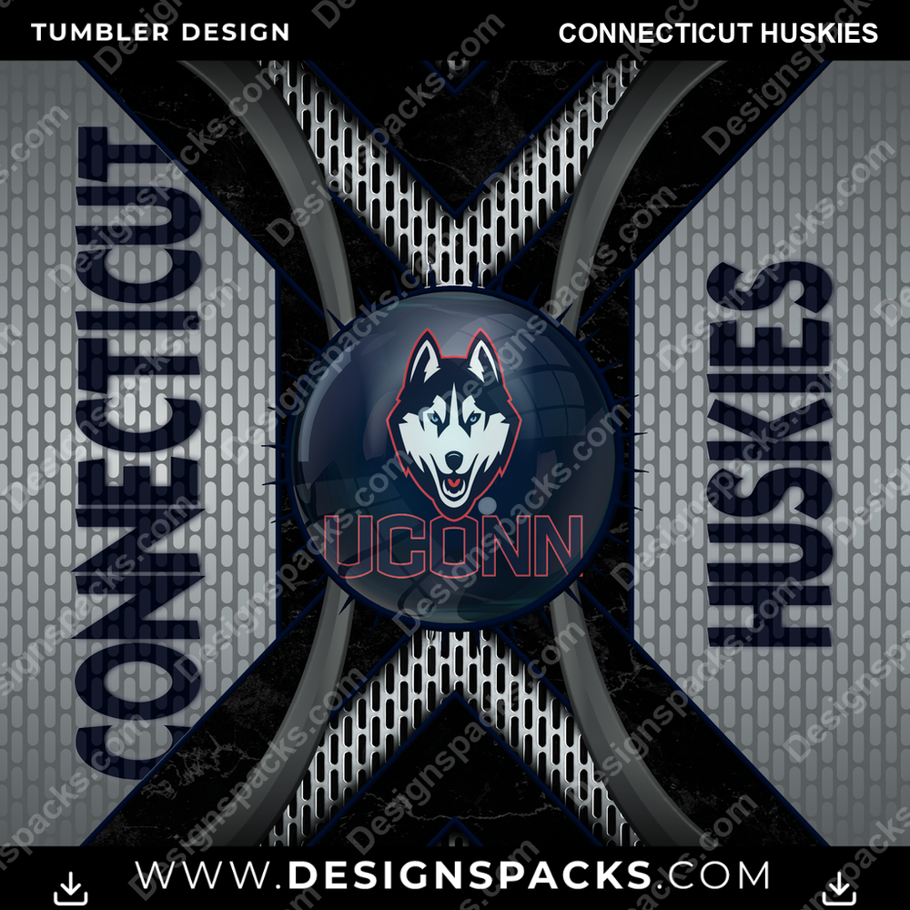 College Sport Metal Grating Connecticut Huskies NCAA College Sport Tumbler Digital Wrap Design Download