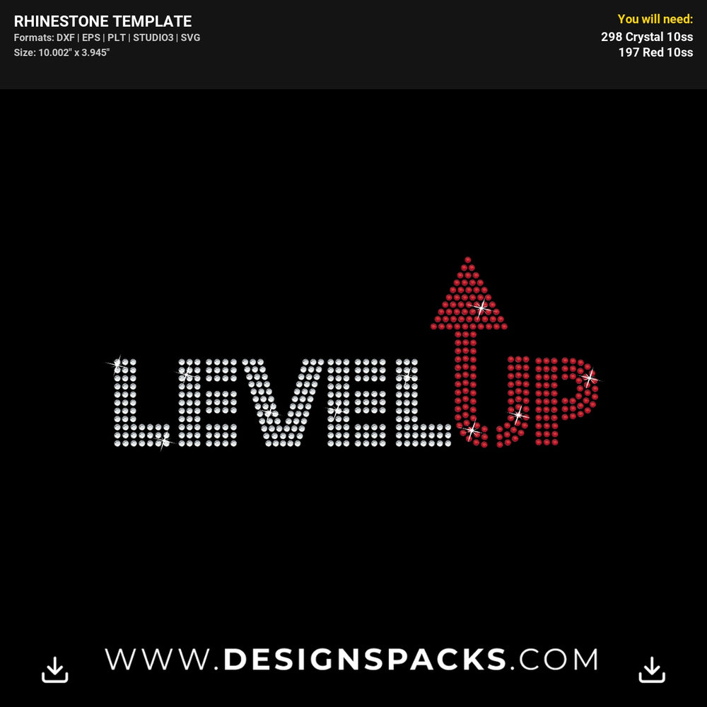 Level Up Gaming Rhinestone Digital Template