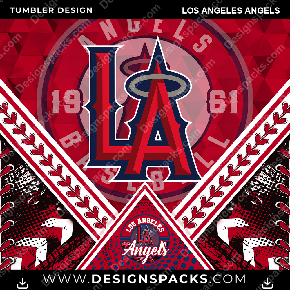 Baseball Diamond Los Angeles Angels Tumbler Digital Wrap Design