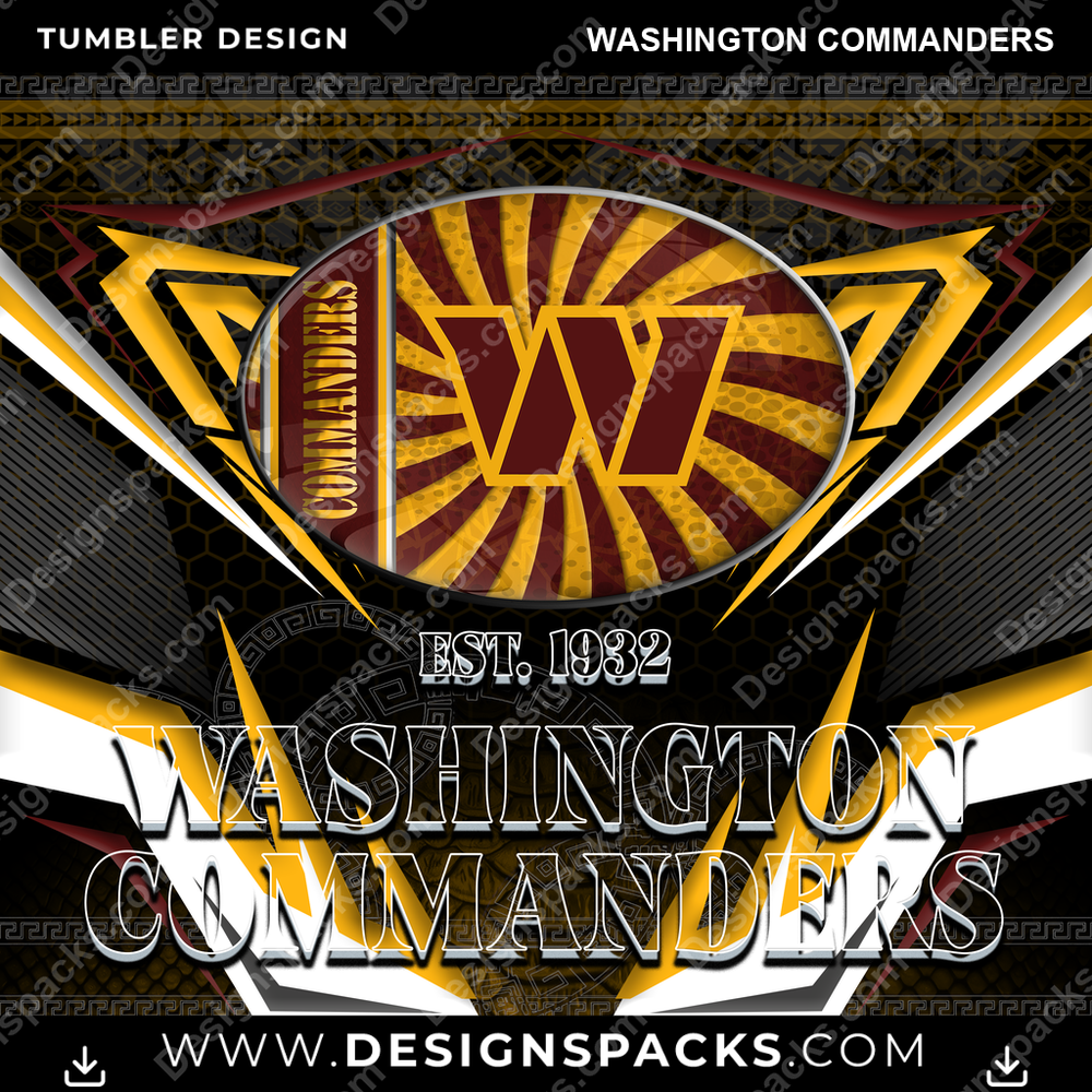 Football Tribal Washington Commanders Tumbler Digital Wrap Design