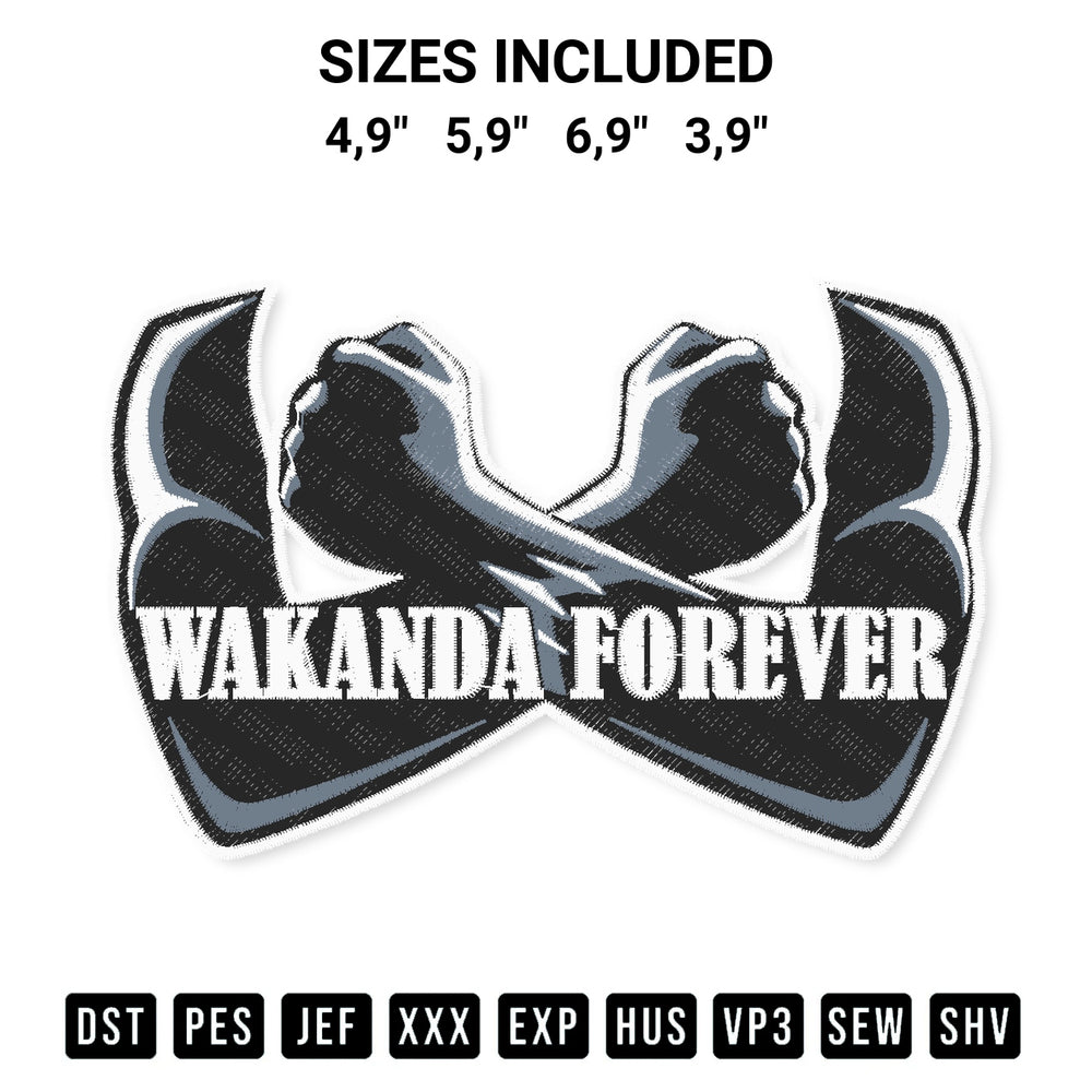 Elevate your next project with our Marvel Avengers Wakanda Forever Black Panther Trending Movie Logo Embroidery Design embroidery file. Shop high-quality digital patterns instantly at Designspacks.com. Available sizes: 4,9", 5,9", 6,9", 3,9".
