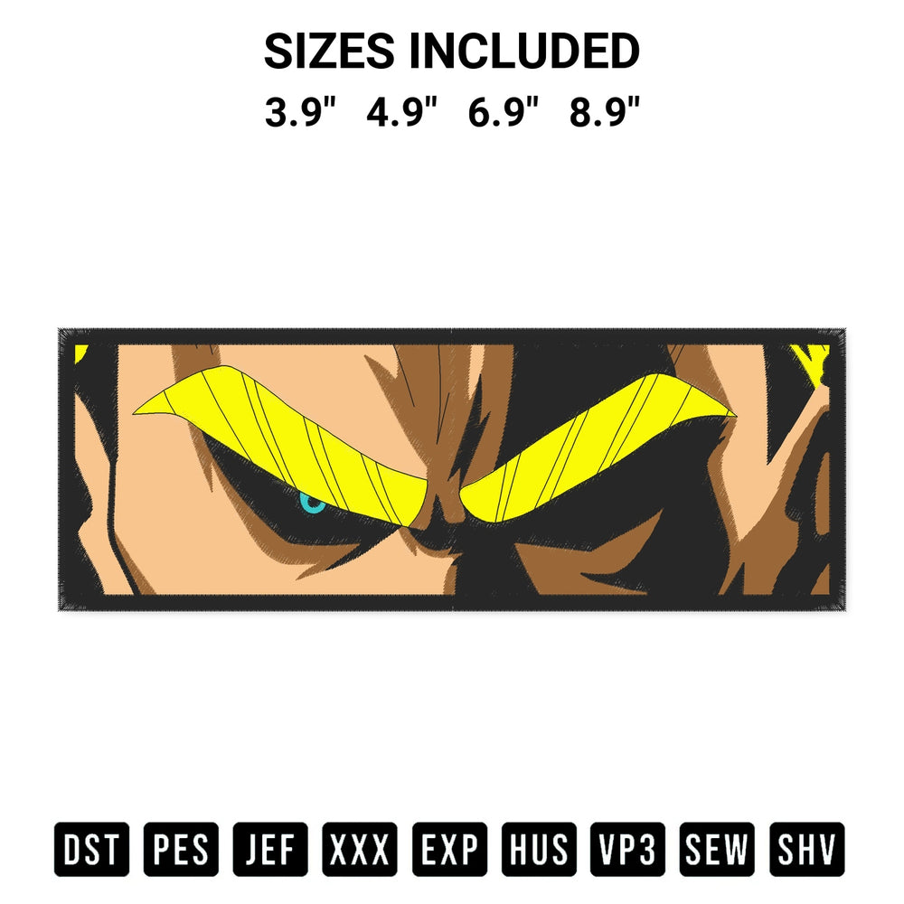 Stitch like a pro with the All Might My Hero Academia Embroidery Design embroidery pattern from Designspacks.com. High-quality digital machine embroidery file. Available sizes: 3.9", 4.9", 6.9", 8.9".