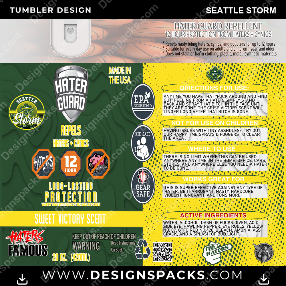 Basketball Hater Guard Seattle Storm Tumbler Digital Wrap Design