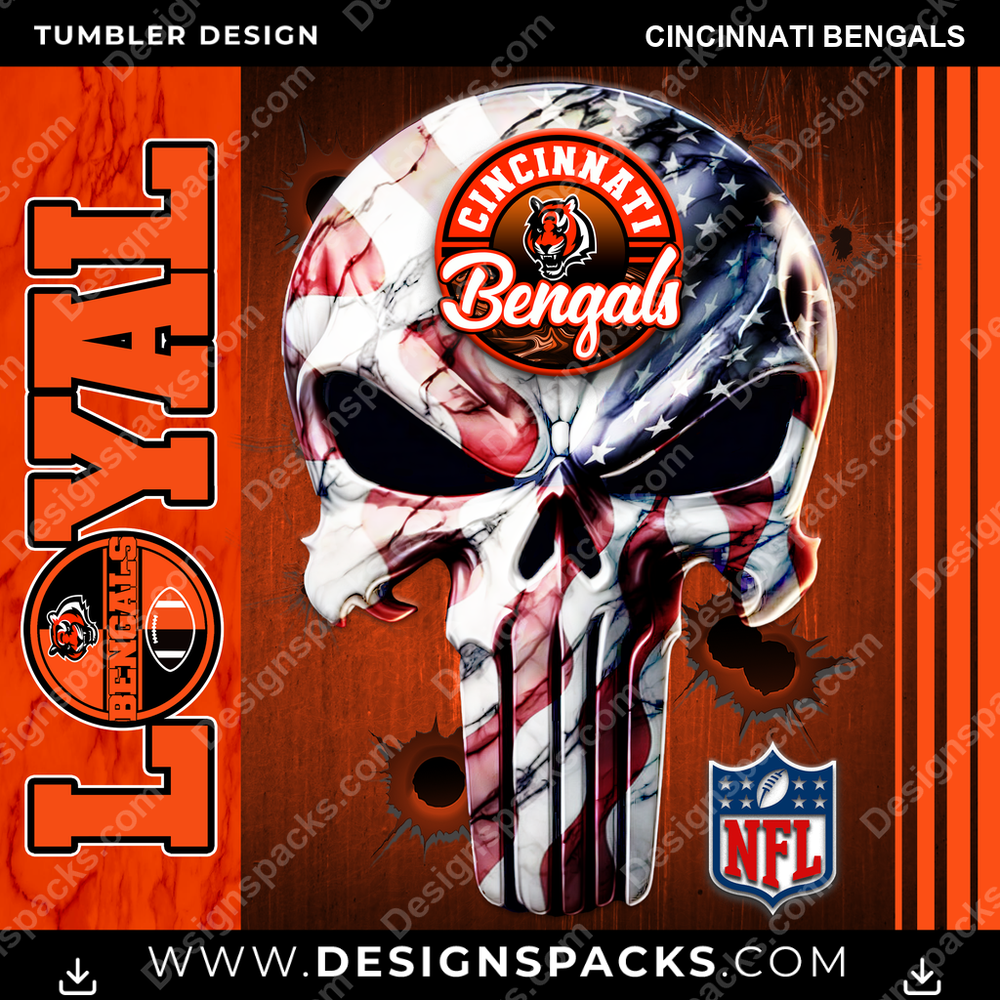 Football Loyal Cincinnati Bengals Tumbler Digital Wrap Design