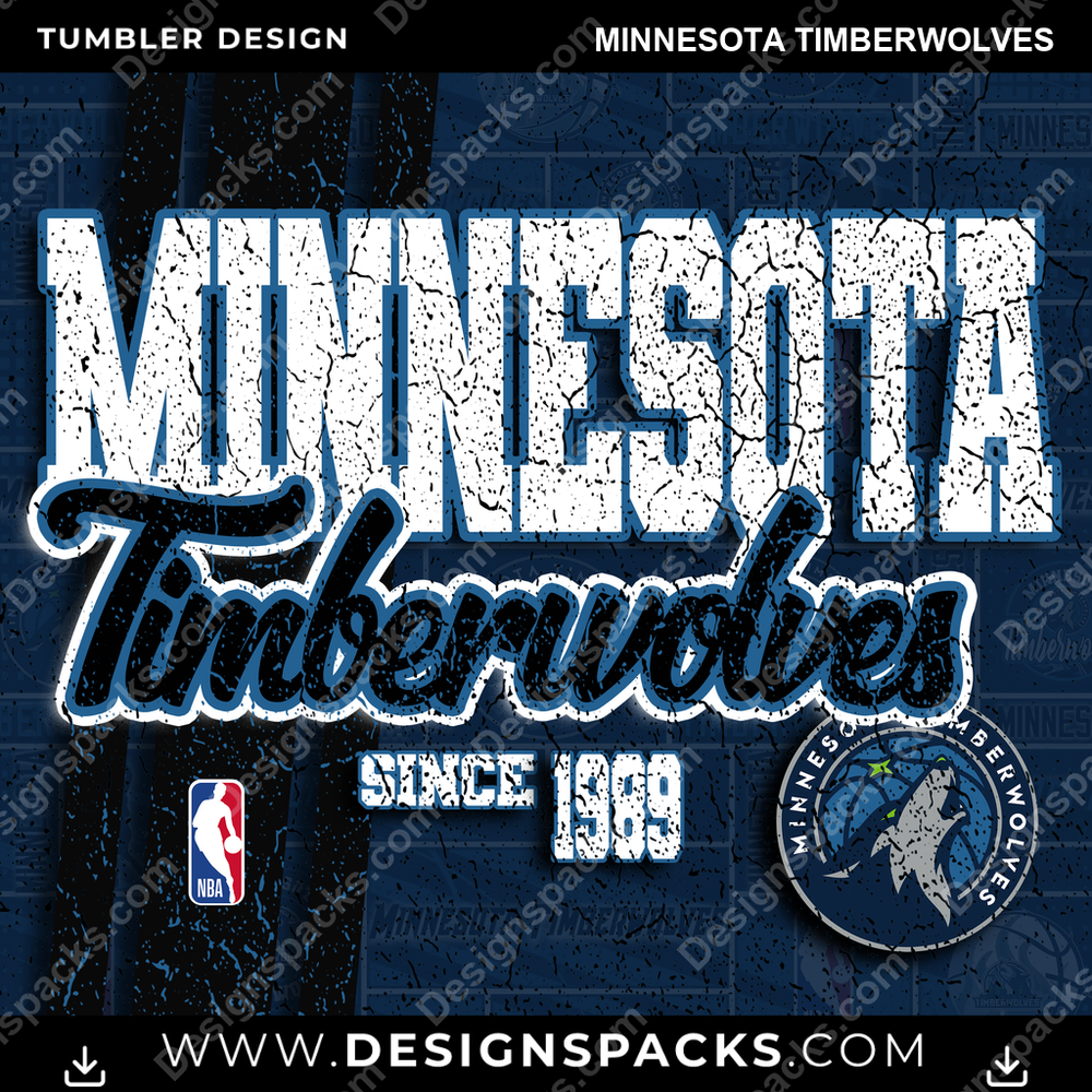 Basketball Grunge Minnesota Timberwolves Tumbler Digital Wrap Design