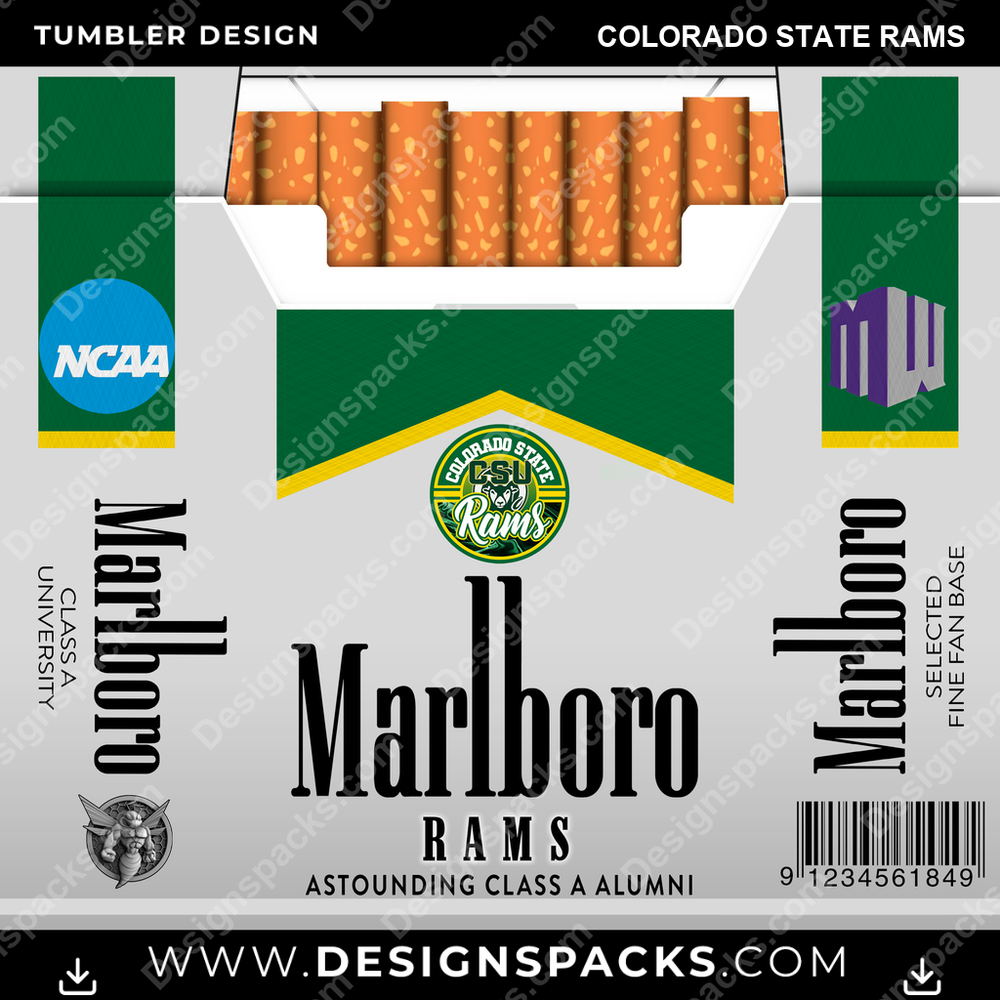 College Sport Marlboro Colorado State Rams NCAA College Sport Tumbler Digital Wrap Design Download