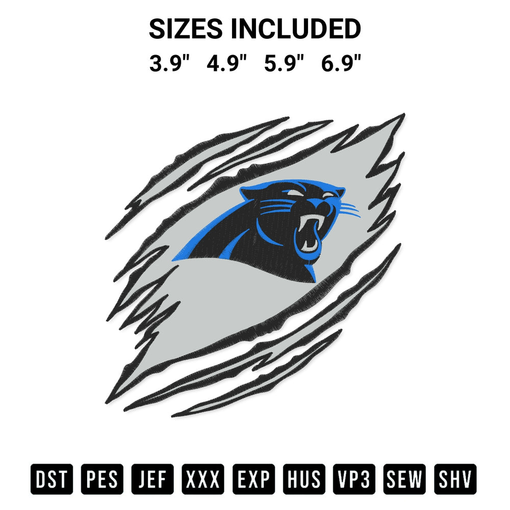 Elevate your next project with our Carolina Panthers Claw Embroidery Design embroidery file. Shop high-quality digital patterns instantly at Designspacks.com. Available sizes: 3.9", 4.9", 5.9", 6.9".