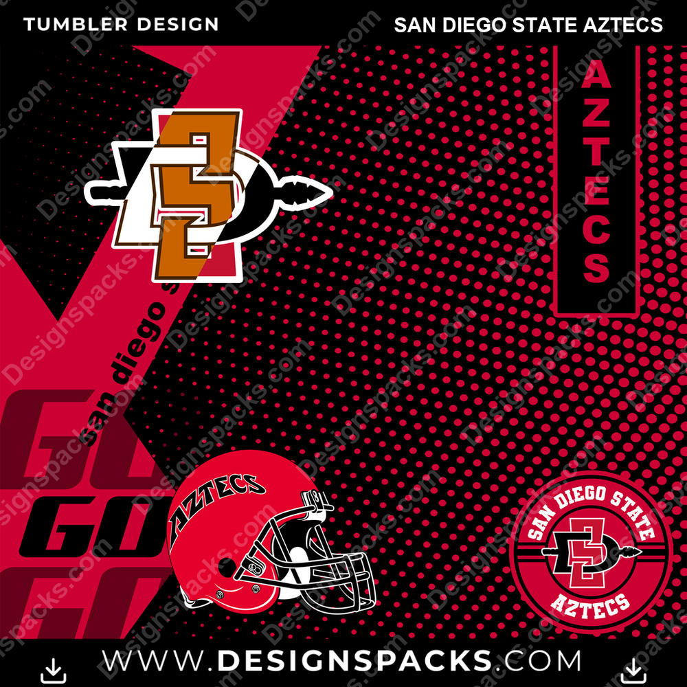 College Sport GO San Diego State Aztecs NCAA College Sport Tumbler Digital Wrap Design Download