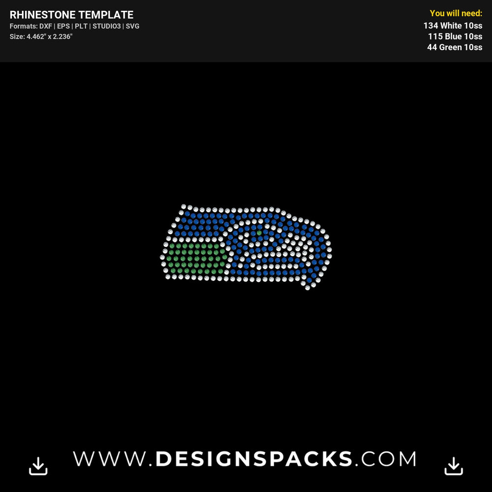 Seattle Seahawks Logo For Fueled By Haters Rhinestone Digital Template