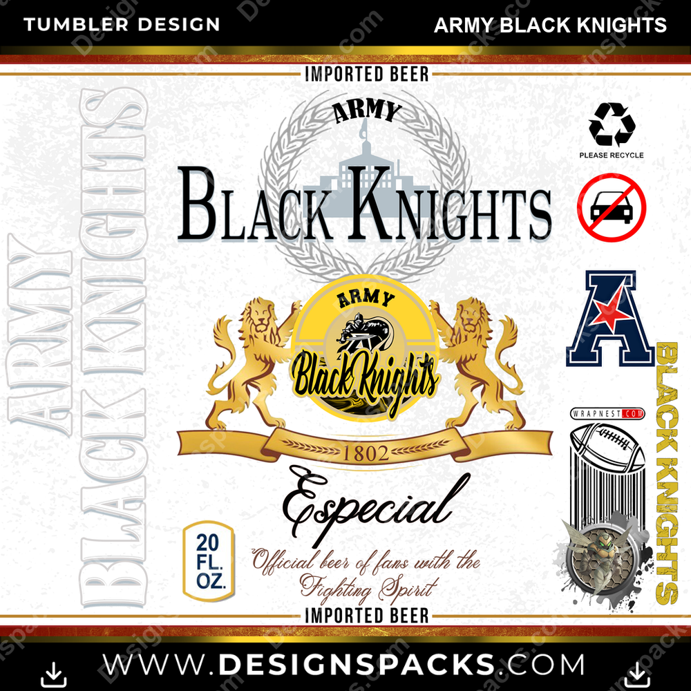 College Sport Modelo Army Black Knights NCAA College Sport Tumbler Digital Wrap Design Download