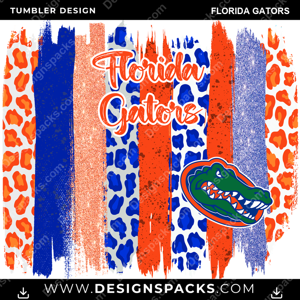 College Sport Brush Strokes Florida Gators NCAA College Sport Tumbler Digital Wrap Design Download