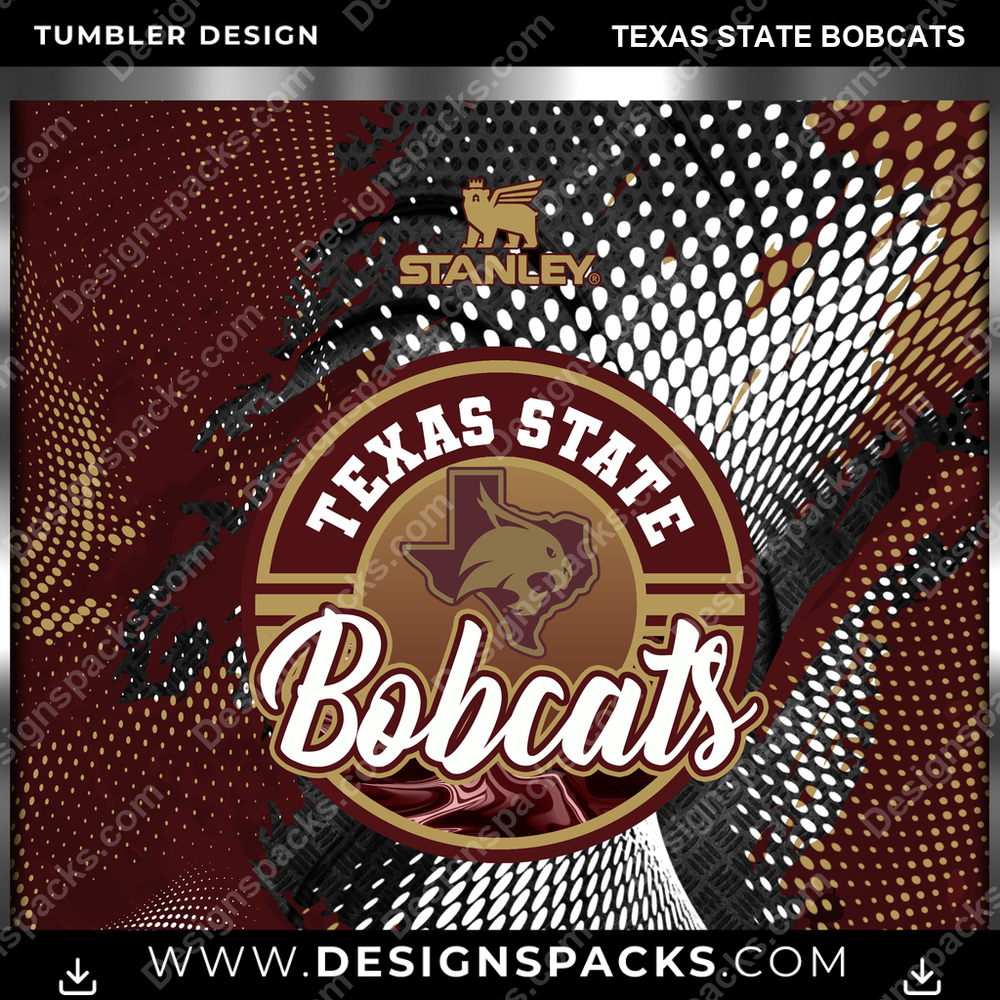 College Sport Stanley Texas State Bobcats Tumbler Digital Wrap Design