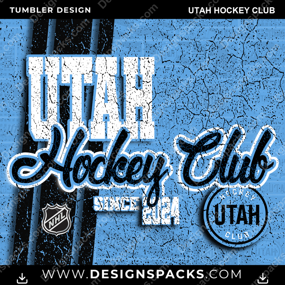 Hockey Grunge Utah Club NHL Hockey Tumbler Digital Wrap Design Download