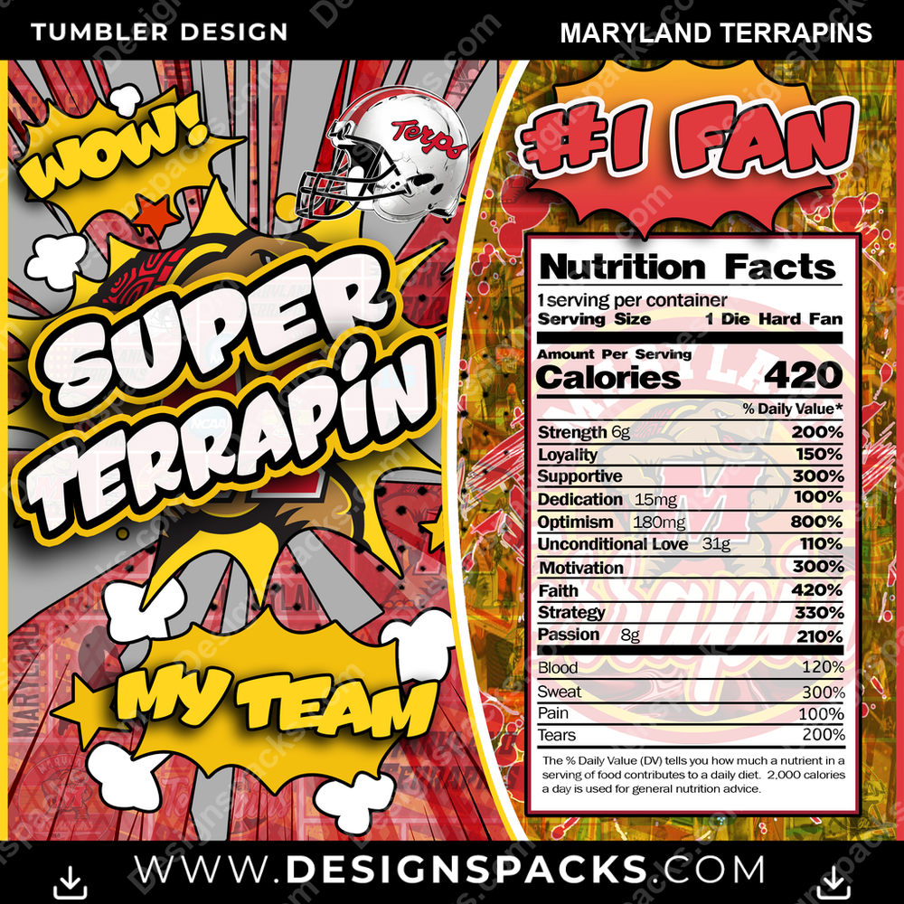 College Sport Super Team Maryland Terrapins NCAA College Sport Tumbler Digital Wrap Design Download