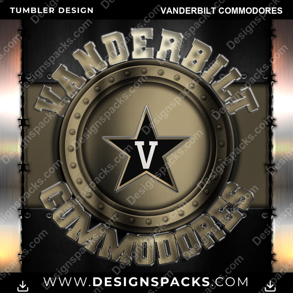 College Sport Metal Vanderbilt Commodores Tumbler Digital Wrap Design